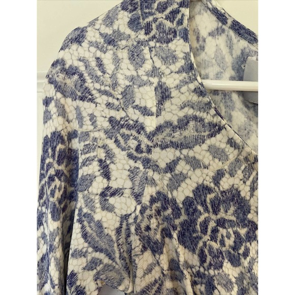 Luisa Beccaria Dress Size 42 periwinkle blue white knit shirred front Italy - Picture 3 of 14